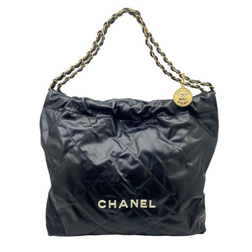 Chanel 22 matelasse small chain shoulder bag leather black gold metal fittings AS3260 attached pouch with IC chip ladies