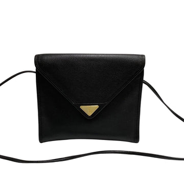 YVES SAINT LAURENT YSL logo metal fittings leather genuine mini shoulder bag pochette sacoche black 663-9
