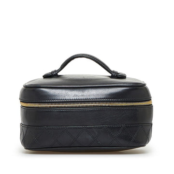 CHANEL Bicolore Horizontal Vanity Bag Handbag Black Lambskin Ladies