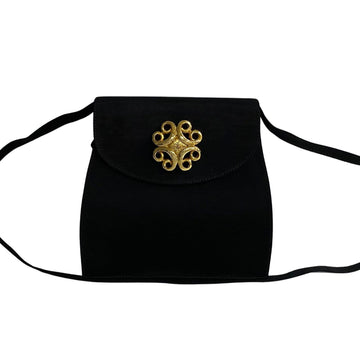 YVES SAINT LAURENT YSL logo metal fittings canvas mini shoulder bag pochette black
