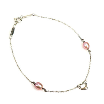 TIFFANY&Co. Bracelet Pearl Visor Yard Open Heart Silver 925/Pearl x Pink Women's