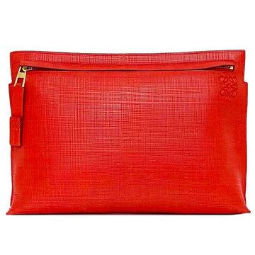 LOEWE Clutch Bag Red Repeat Handbag Leather Anagram Ladies