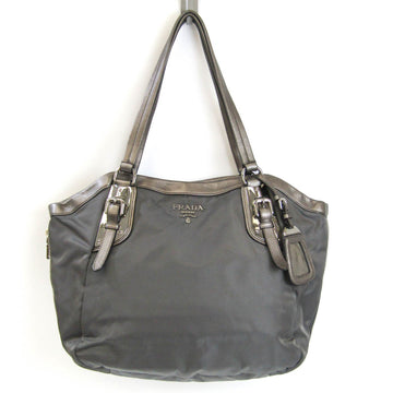 PRADA BR4007 Women's Tessuto,Leather Tote Bag Bronze,Gray