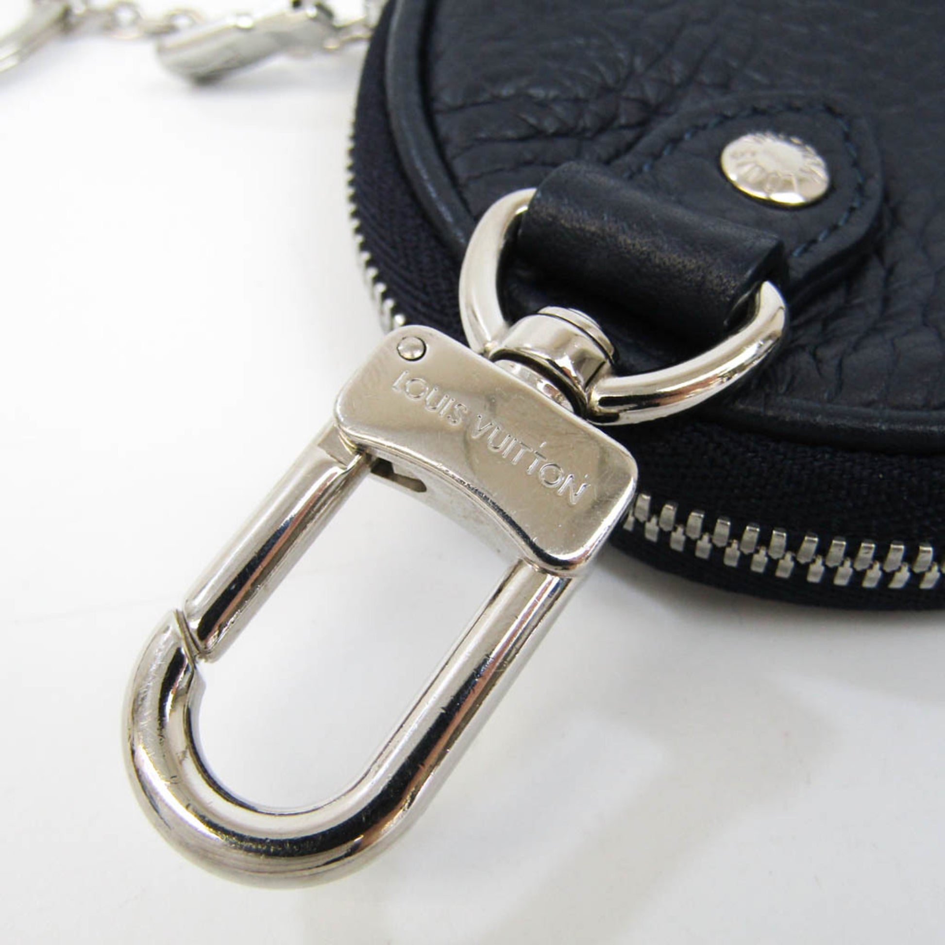 Louis Vuitton Round Coin Purse Keychain Taurillon Leather