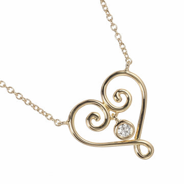 TIFFANY Venice Goldoni Heart Necklace 2.49g K18YG Yellow Gold Diamond &Co.