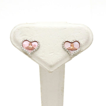 VIVIENNE WESTWOOD Petra Earrings Orb Heart Shaped GP Shell Stone Pink Silver 62010074 02W396