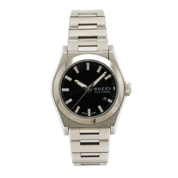 Gucci Pantheon Black Dial Date SS Women's Quartz Wristwatch 115.5