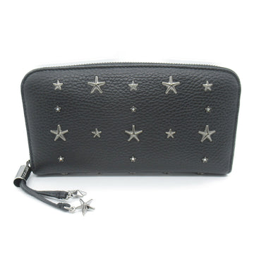 JIMMY CHOO Round long wallet with studs Black leather Studs
