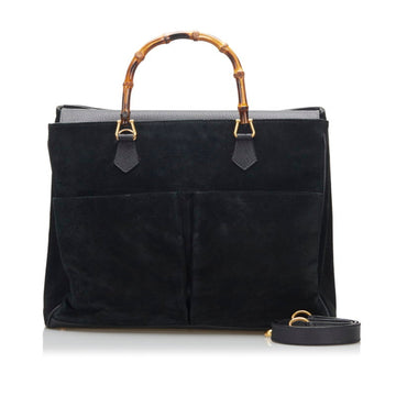 Gucci Bamboo Handbag Shoulder Bag 002 123 0322 Black Suede Leather Ladies GUCCI