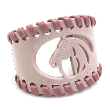 FENDI Bangle Bracelet Plastic/Leather Pink Beige Ladies