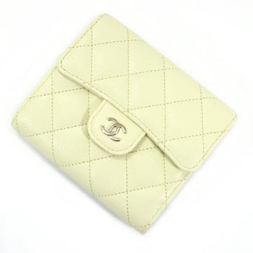 CHANEL Trifold Wallet Matelasse Leather Caviar Skin Classic Small Flap Lemon Yellow Here Mark Ladies AP0231 Compact T4656-ys