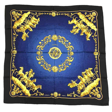 HERMES Scarf Carre 90 COSMOS Universe Navy Blue 100% Silk