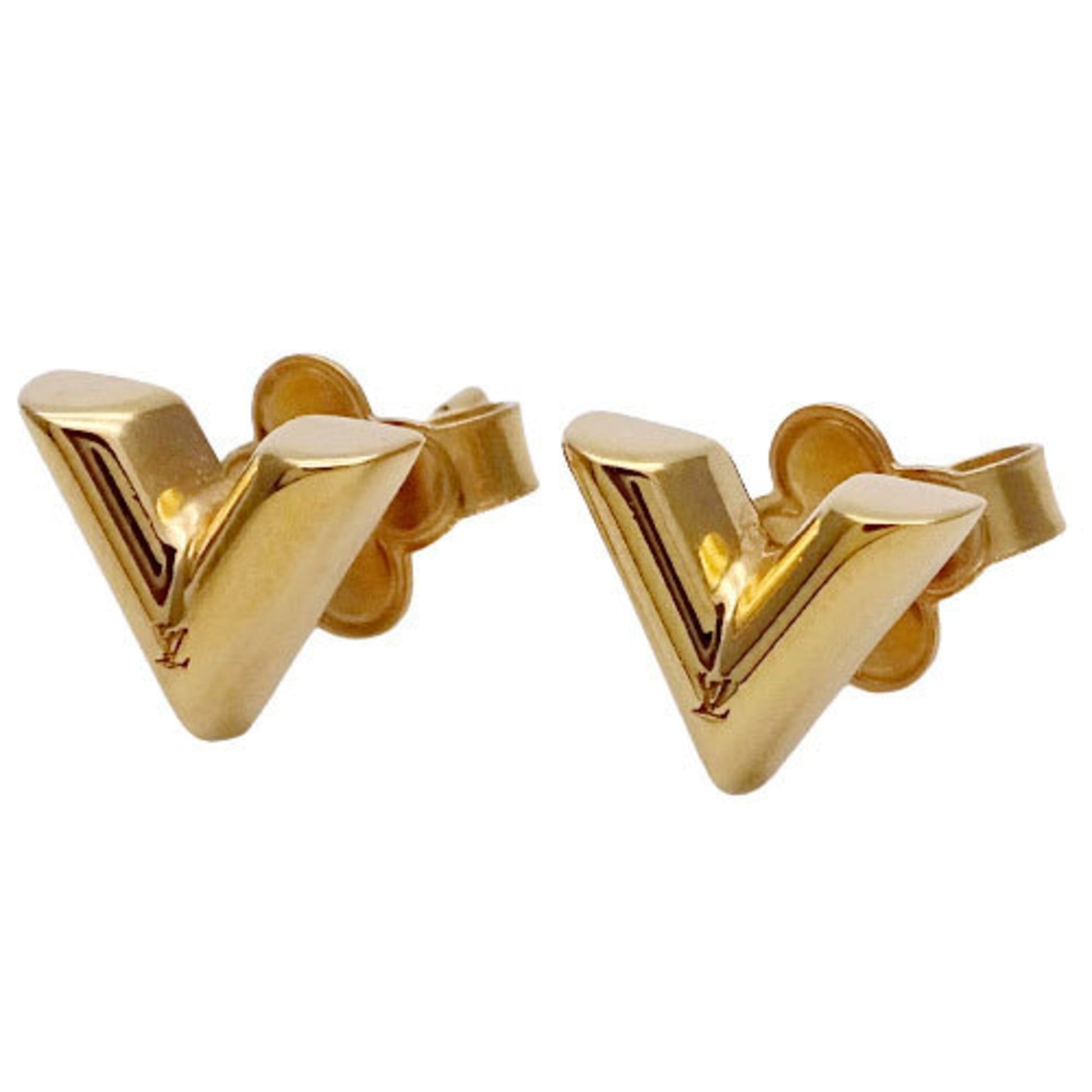 Authenticated used Louis Vuitton Earrings Essential V Gold Metal Material M68153, Adult Unisex, Size: One Size