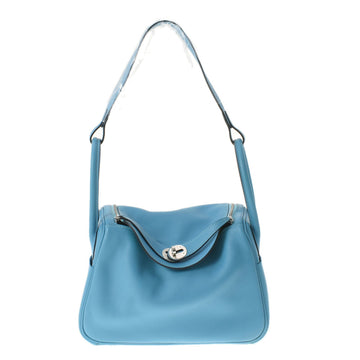Hermes Lindy 26 Blue Knoll/Vert Vellows D Engraved (around 2019) Women's Swift Handbag