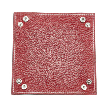 HERMES Vidoposh H Tray Red Navy Leather Women's