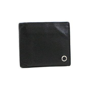 Bvlgari Bi-Fold Wallet Black Grain Leather 30396 BVLGARI Men's Compact Logo