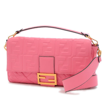 Fendi Zucca pattern baguette bag 2Way shoulder nappa leather pink 8BR771