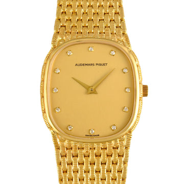 AUDEMARS PIGUET Cobra 12P Diamond Men's Quartz Watch Solid Gold K18YG Champagne Dial
