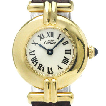 CARTIER Must Colisee Gold Plated Leather Quartz Ladies Watch BF569416