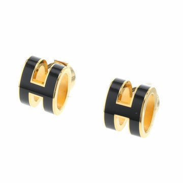 Hermes Earrings Pop Ash H Motif GP Black Ladies HERMES