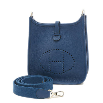 Hermes Evelyn TPM Deep Blue Taurillon Clemence Z Engraved Shoulder Bag