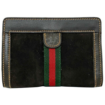 Gucci Perfume Pouch Brown Green Red Shelly 506 Leather Suede GUCCI PARFUMS Magic Tape Clutch Stripe Ladies