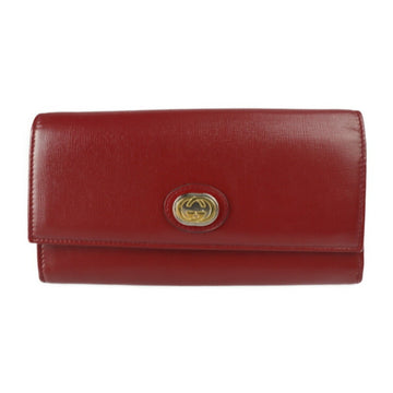 Gucci Interlocking G Marina Bifold Wallet 598531 Leather Red Bordeaux Gold Hardware Long