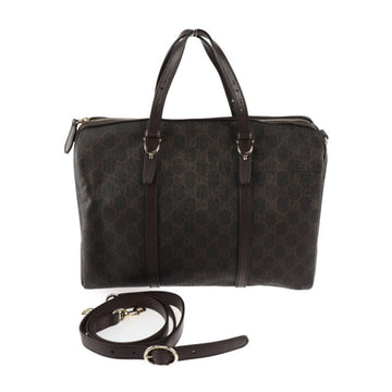 GUCCI Bag Handbag 322231 GG Supreme Canvas Leather Dark Brown Gold Hardware 2WAY Mini Boston Shoulder