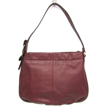SALVATORE FERRAGAMO AU 21 D443 Women's Leather Shoulder Bag Burgundy