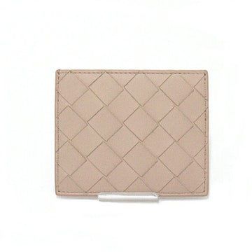 BOTTEGA VENETA credit card case pass intrecciato lambskin beige pink