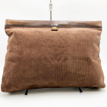 LOEWE clutch bag pouch anagram embossed brown corduroy ladies chic design fashion