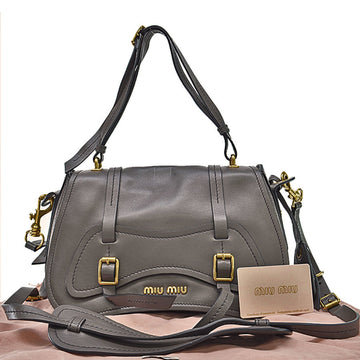 Miu MIU Bag Mocha Brown Leather Handbag Shoulder Women's 5BN088