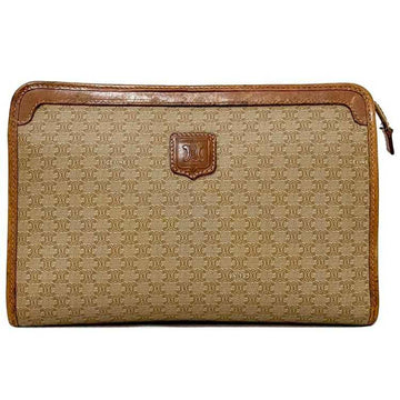 CELINE Clutch Bag Beige Brown Macadam M06 Pouch PVC Leather  Handbag Ladies