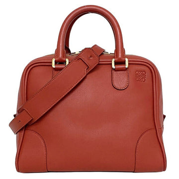 Loewe 2way bag Amazona 75 red Anagram 301.30.L03 leather LOEWE handbag shoulder square Boston ladies