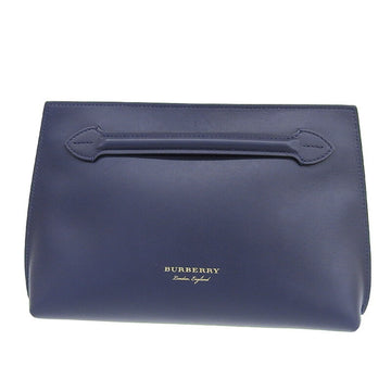 Burberry bag Lady's second clutch leather navy