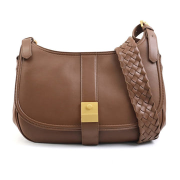 BOTTEGA VENETA Crossbody Shoulder Bag Intrecciato Leather Brown Gold Unisex