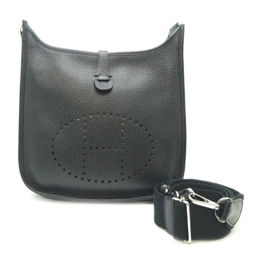 Hermes Evelyn 3 Troyes PM  P Engraved (Made in 2012) Women's Shoulder Bag Taurillon Clemence Noir (Black)