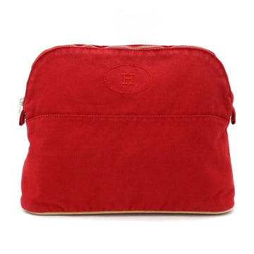 HERMES Bolide GM Pouch Multi Clutch Bag Canvas Leather Red Natural