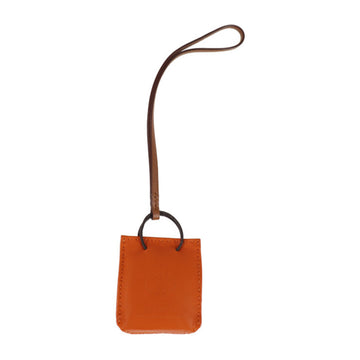 HERMES Sac Orange Shopper Charm Agneau Milo Bag
