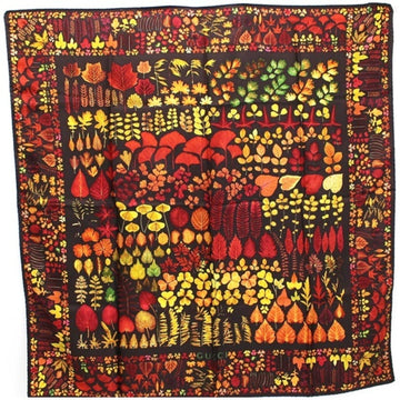 GUCCI Autumn Leaf Silk Scarf Stole Muffler Brown Pattern  | Ladies
