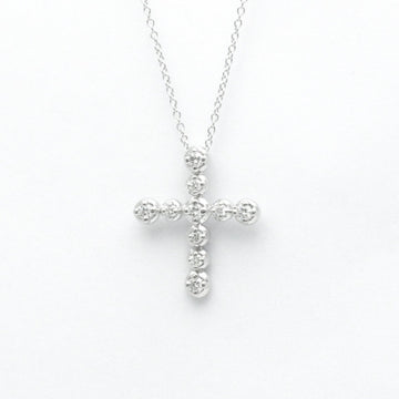 TIFFANY Tenderness Cross Necklace White Gold [18K] Diamond Men,Women Fashion Pendant Necklace [Silver]