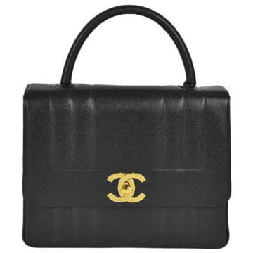 CHANEL mademoiselle here mark handbag caviar skin black