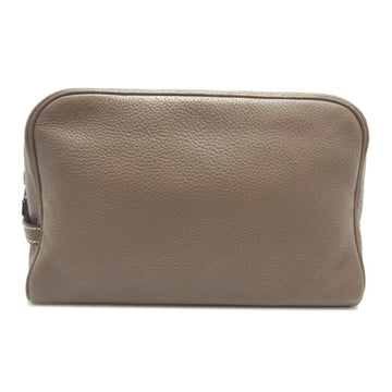 HERMES Victoria Pouch GM L Engraved Made in 2008 Ladies' Taurillon Clemence Etoupe [Beige]