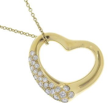 TIFFANY&Co.  Open Heart Necklace Elsa Peretti K18 Yellow Gold x Diamond Women's