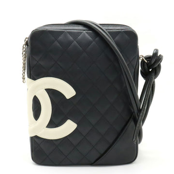 CHANEL Cambon Line Coco Mark Medium Pochette Shoulder Bag Black White Pink A25178