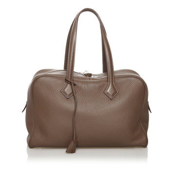 Hermes Victoria 35 Handbag Etoupe Taurillon Clemence Ladies
