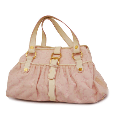 CELINEAuth  C Macadam Women's Canvas,Leather Tote Bag Light Pink,White
