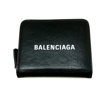 BALENCIAGA Small Wallet Bifold Round Zip 551933 Black Leather ITI263PKABO8