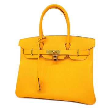 HERMES Handbag Birkin 30 D Engraved Vaux Epson Jaune Doll Gold Hardware Ladies