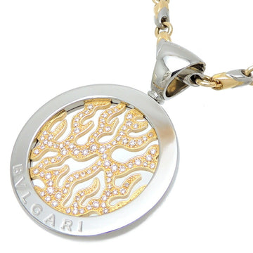 BVLGARI Tondo Fire Diamond Passo Doppio Chain Women's and Men's Necklace 750 Yellow Gold
